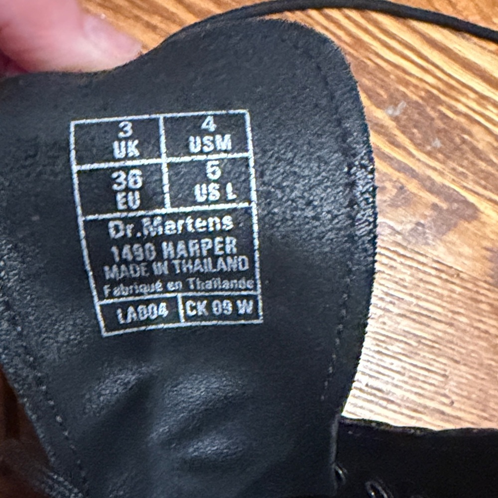 Dr. Martens Black Leather Lace-Up Combat Boots with Yellow Welt - Picture 6 of 8